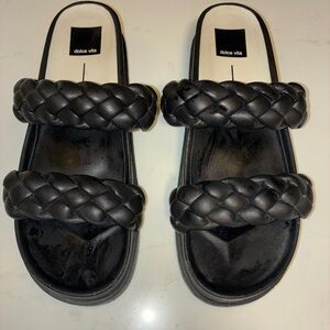 Dolce Vita Black Double Braided Chic Chinky Strap Slides